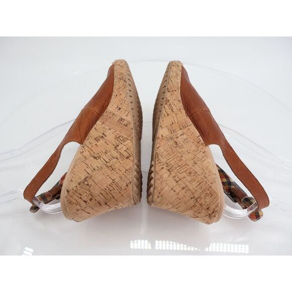 Crocs Women's A-Leigh Sandal Size 8 Cork Wedge Platform Brown Leather Shoe - Picture 6 of 10